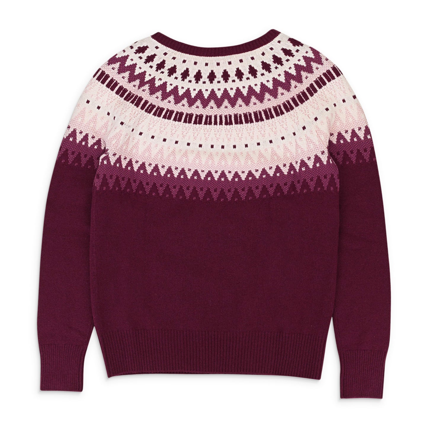 PATTERNED CREW NECK BURGUNDY SWEATER