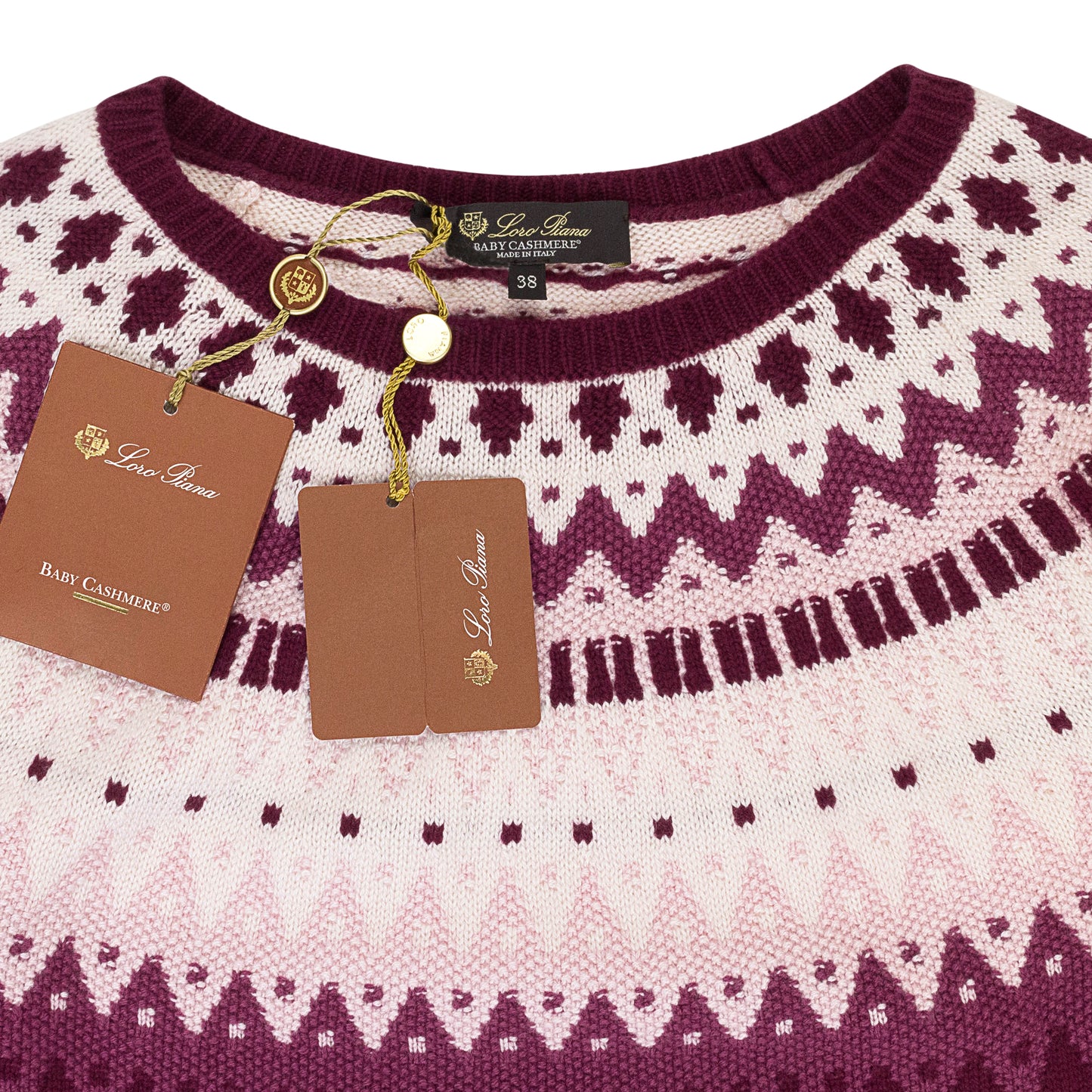 PATTERNED CREW NECK BURGUNDY SWEATER