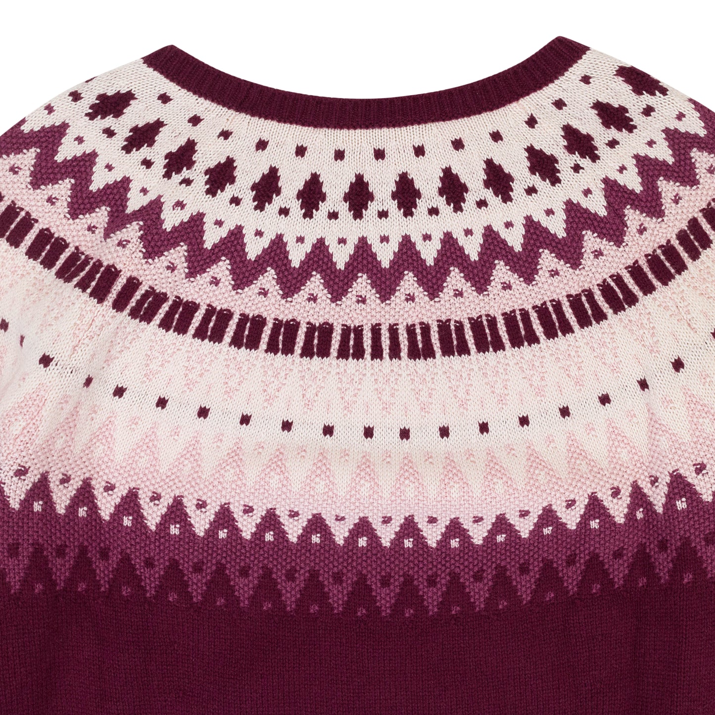 PATTERNED CREW NECK BURGUNDY SWEATER