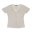 V-NECK SHORT SLEEVE WHITE GRAY T-SHIRT