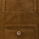 LAMBSKIN STRAIGHT LEG BROWN PANTS