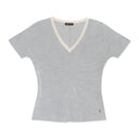 SILK STRIPED WHITE GRAY T-SHIRT