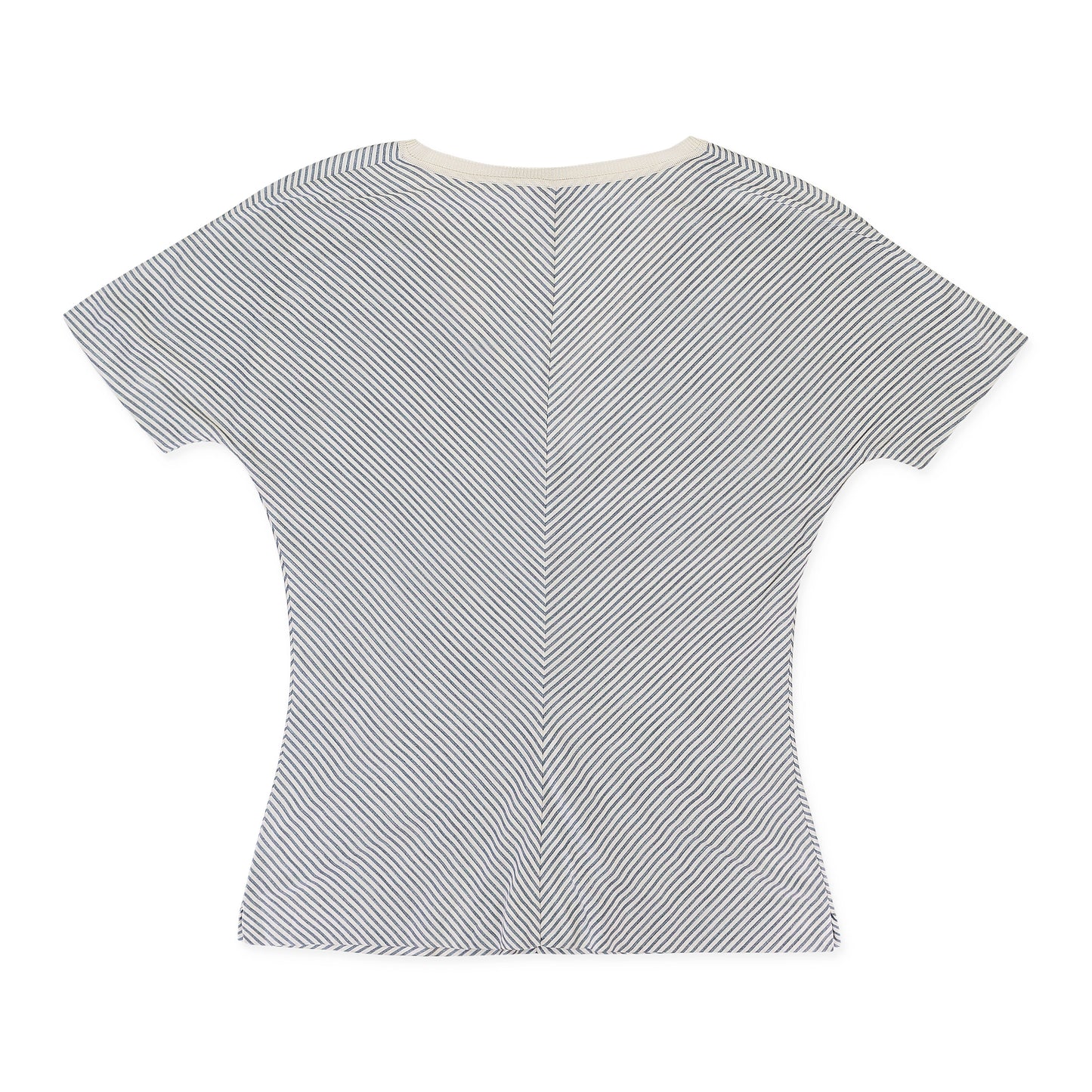 SILK STRIPED WHITE GRAY T-SHIRT