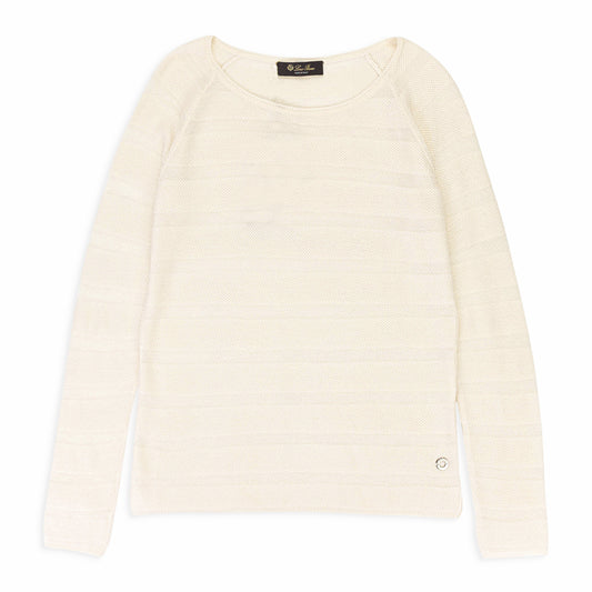 CASHMERE SCOOP NECK WHITE SWEATER