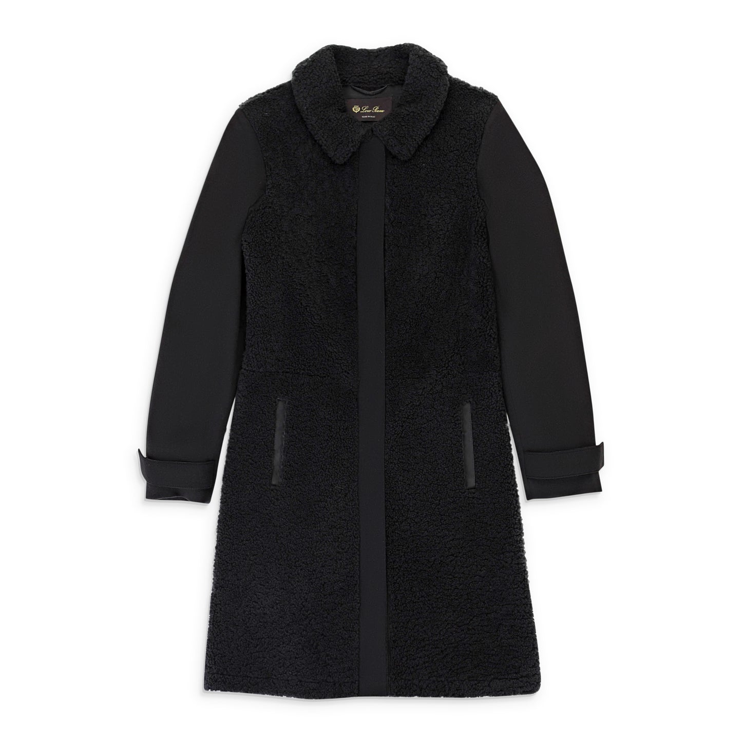 CAPP CARLOW CURLY SHEARLING BLACK COAT