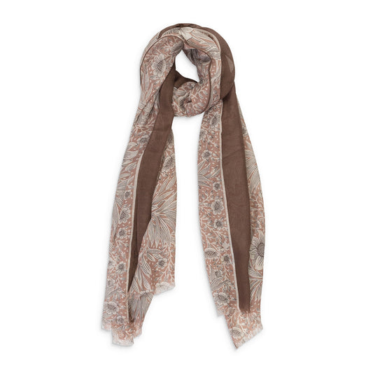 FLORAL PRINT BROWN SCARF