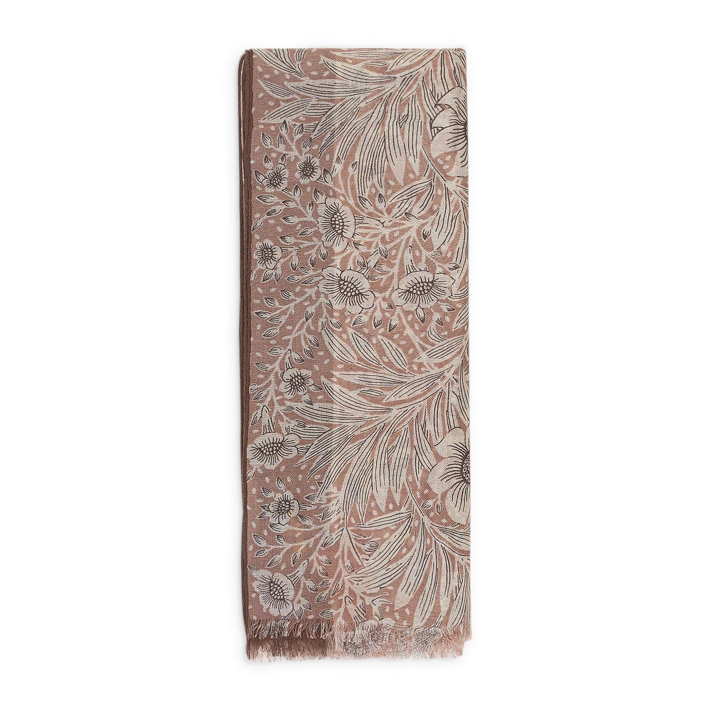 FLORAL PRINT BROWN SCARF