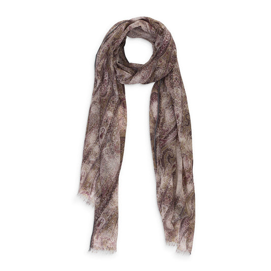 CASHMERE PAISLEY PRINT BROWN SCARF