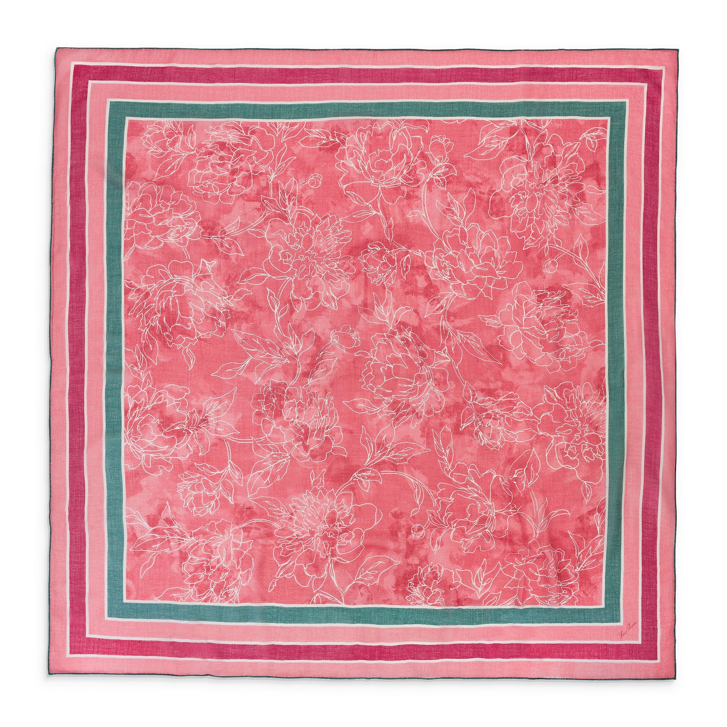 CASHMERE FLORAL PINK GREEN SCARF