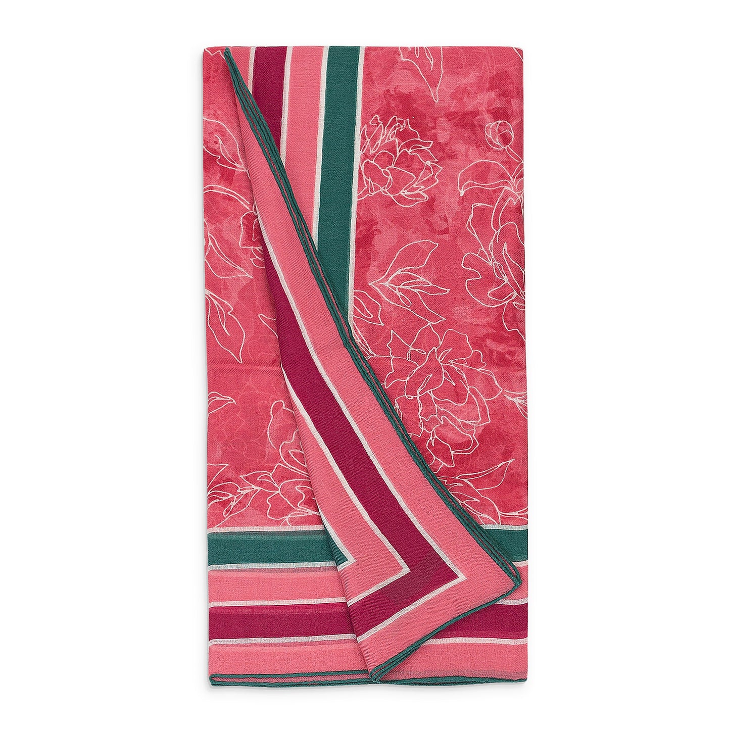 CASHMERE FLORAL PINK GREEN SCARF