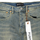 MID INDIGO TAPERED LEG DESTROY PAINT SKINNY JEANS