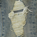 MID INDIGO TAPERED LEG DESTROY PAINT SKINNY JEANS