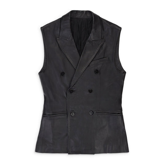 SLEEVELESS DOUBLE BREASTED BLACK BLAZER