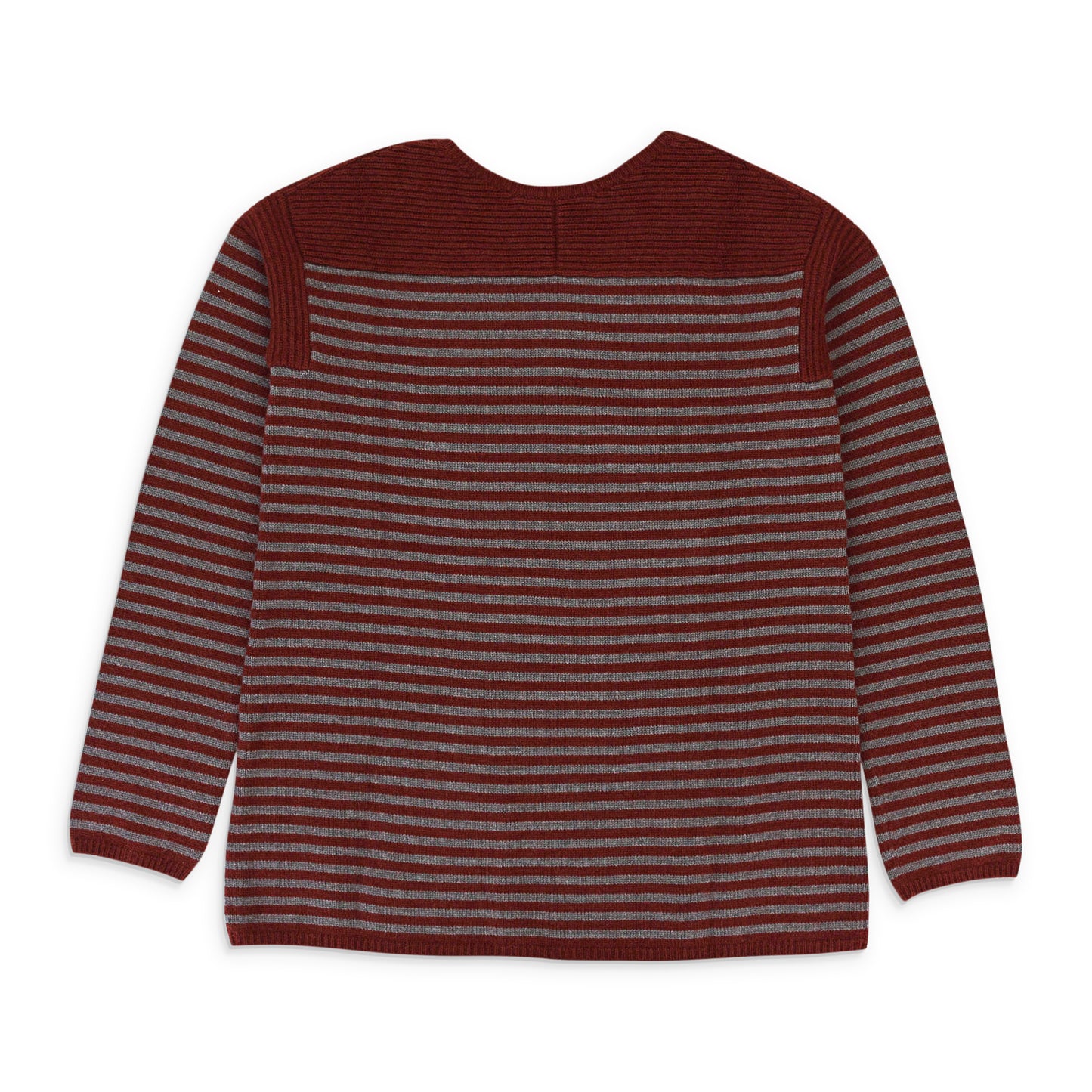 CASHMERE STRIPED BURGUNDY GRAY SWEATER