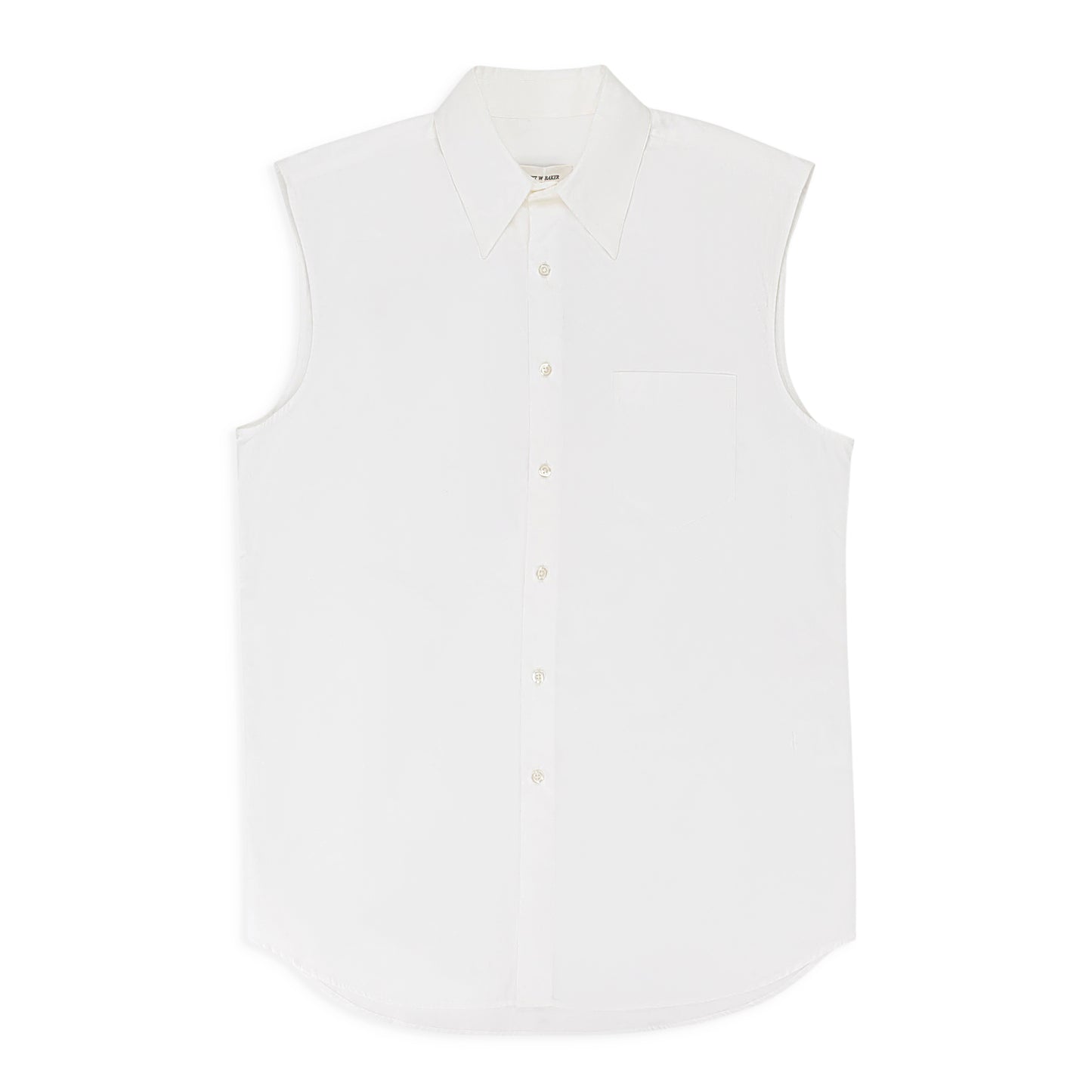 SLEEVELESS WHITE BUTTON-DOWN SHIRT