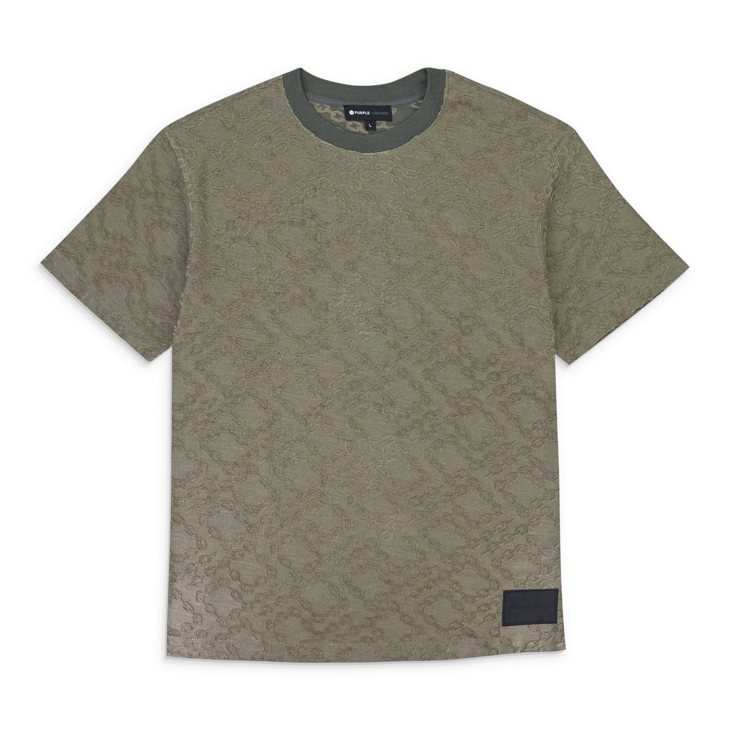 TERRY JACQUARD SHORT SLEEVE CREWNECK MOSS T-SHIRT