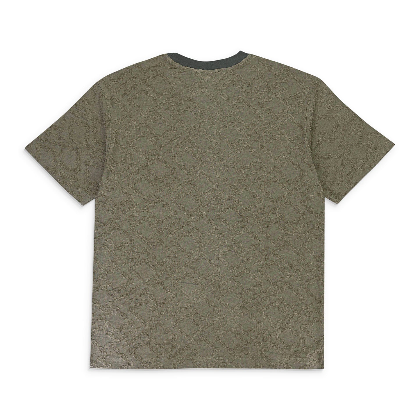 TERRY JACQUARD SHORT SLEEVE CREWNECK MOSS T-SHIRT