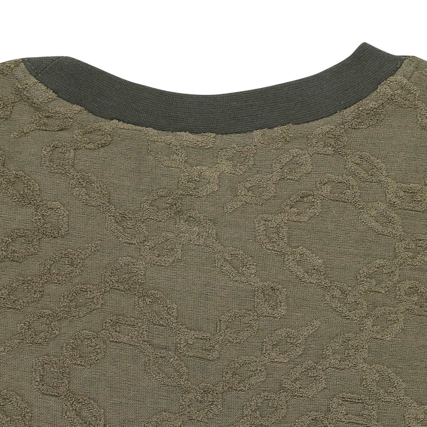 TERRY JACQUARD SHORT SLEEVE CREWNECK MOSS T-SHIRT