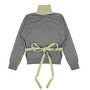 COLORBLOCK TURTLENECK GRAY, SAGE SWEATER