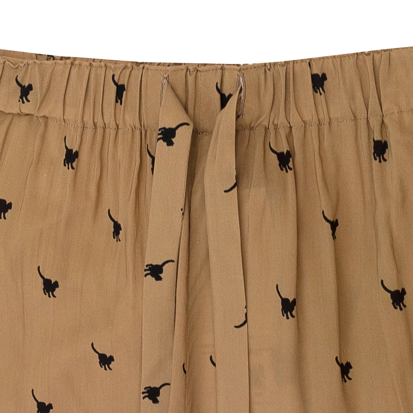 CAT BEIGE BLACK WIDE LEG PANTS