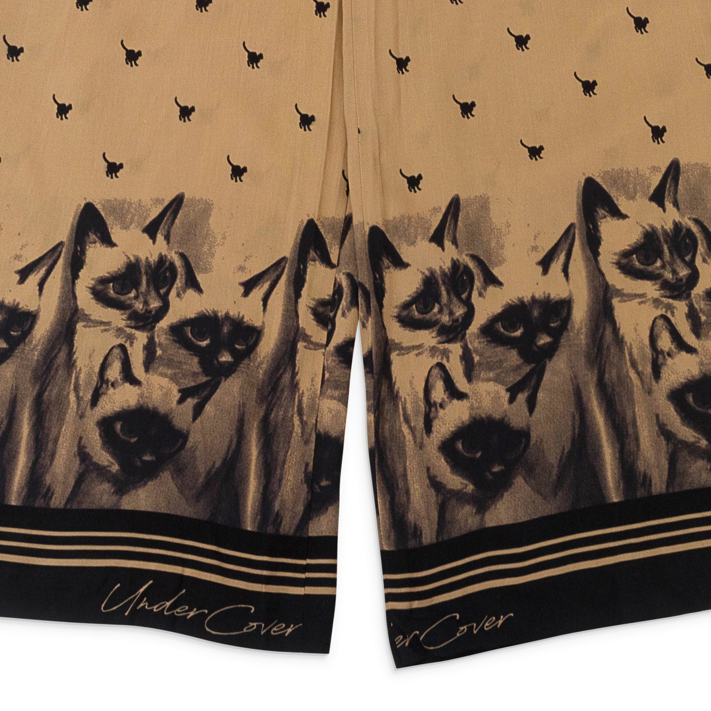 CAT BEIGE BLACK WIDE LEG PANTS