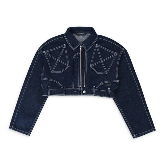 SEVIGNY X OC CROPPED RECONSTRUCTED DARK INDIGO DENIM JACKET XS