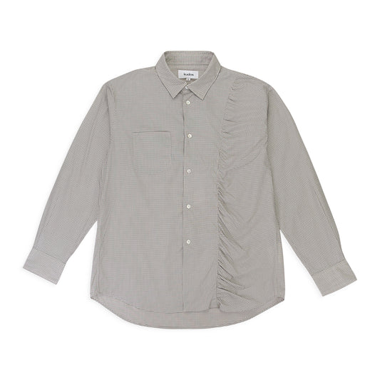 GATHERED BEIGE BUTTON-DOWN SHIRT