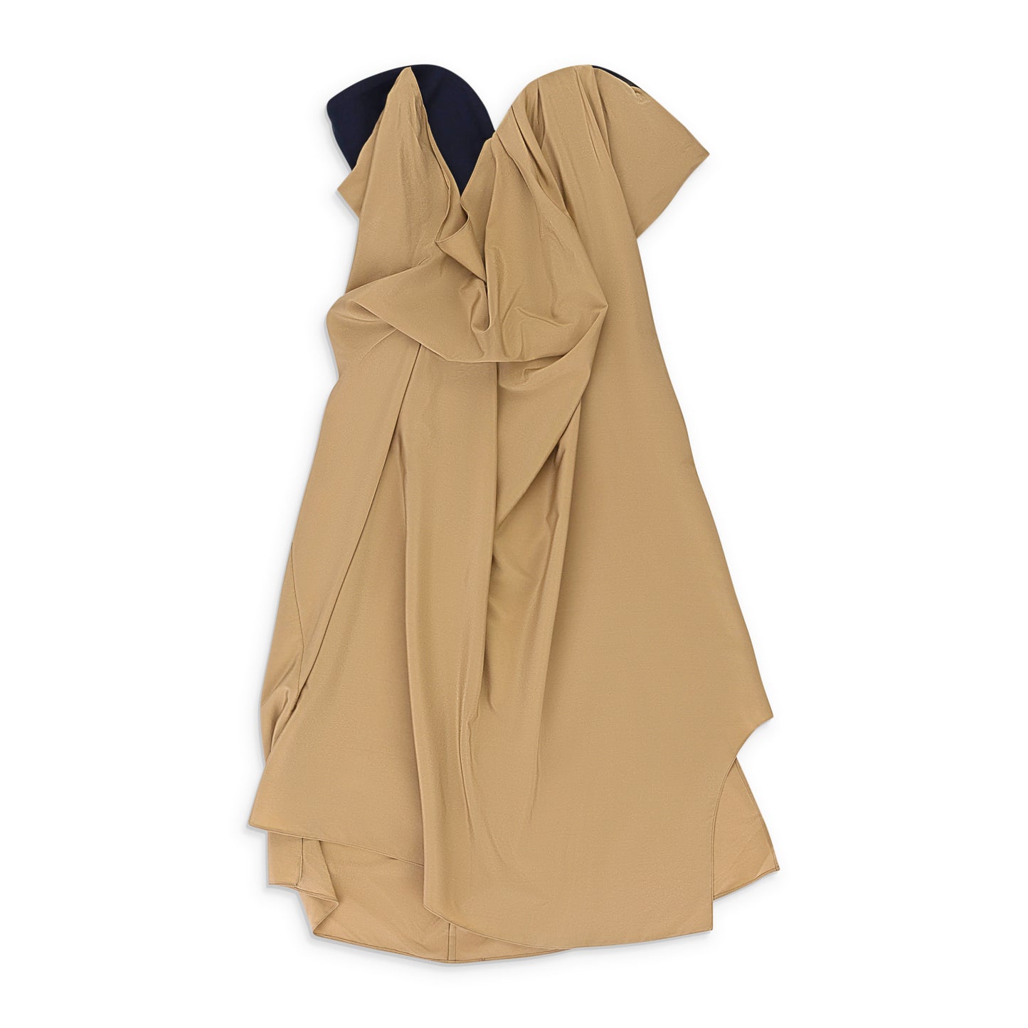 OPEN NECK TUCK CAMEL DAY DRESS