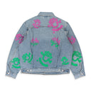 Light Wash Pink & Green Bstroy Denim Jacket