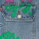 Light Wash Pink & Green Bstroy Denim Jacket