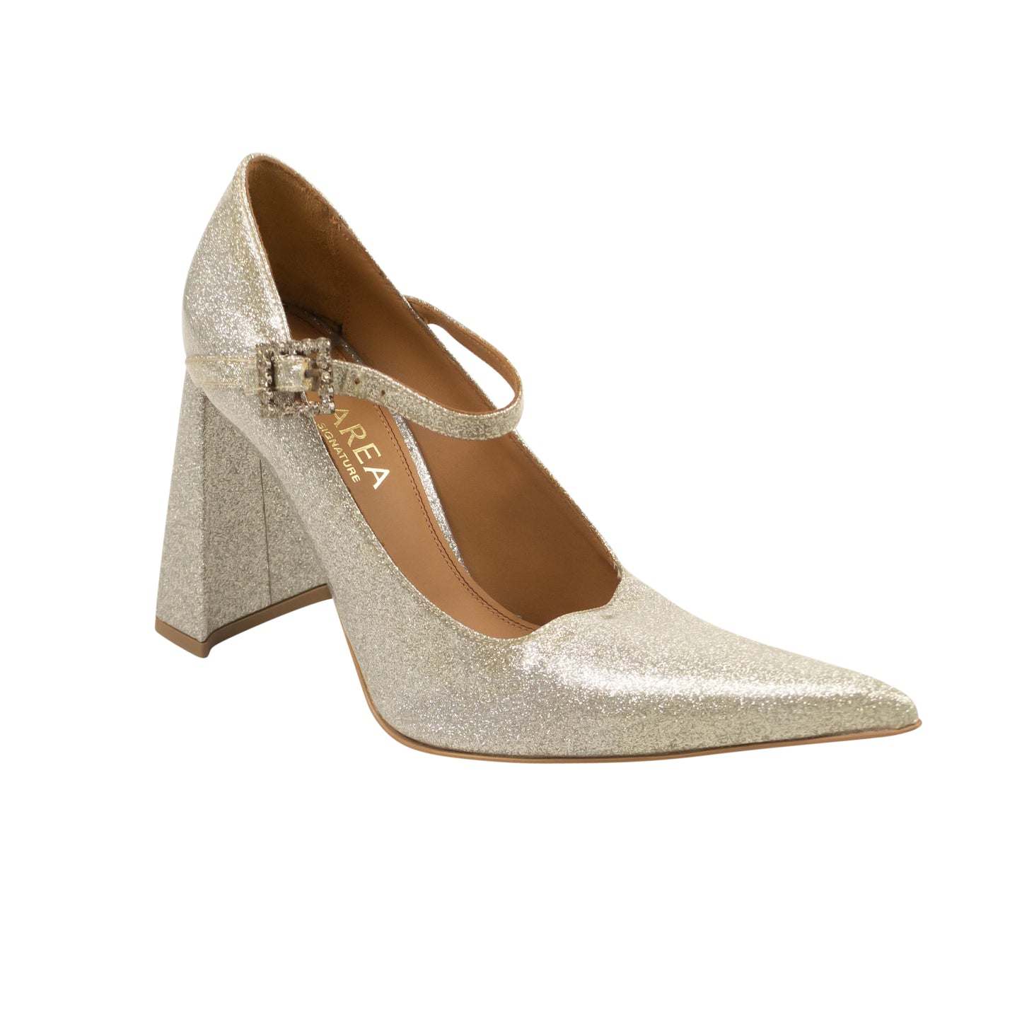 BLOCK HEEL MARY JANE SILVER HEELS