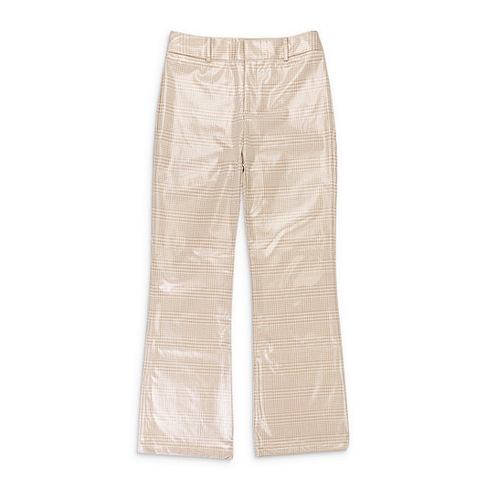 GINGHAM BOOTCUT TAN TROUSERS