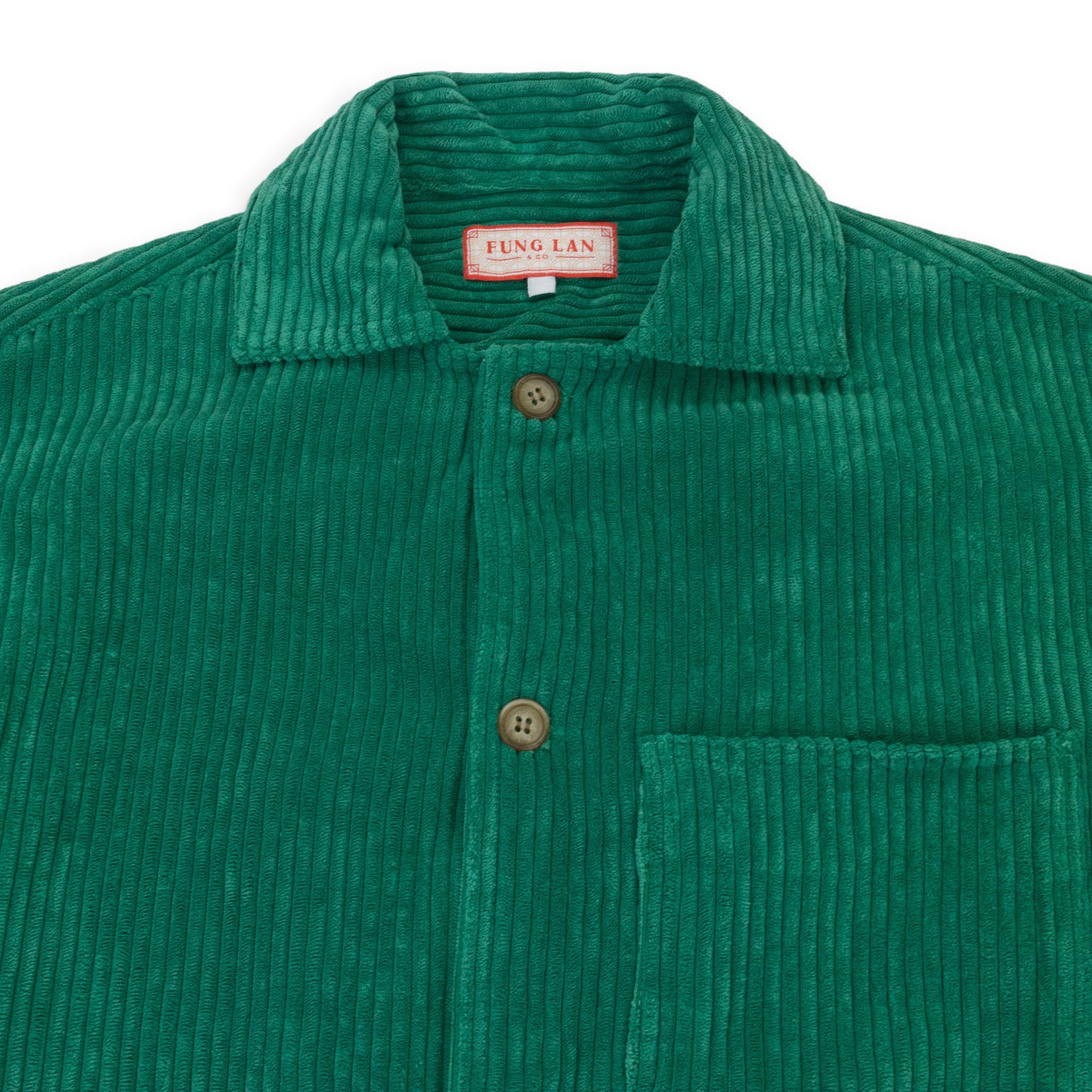 LUCKY STAR CORDUROY GREEN BUTTON-DOWN SHIRT