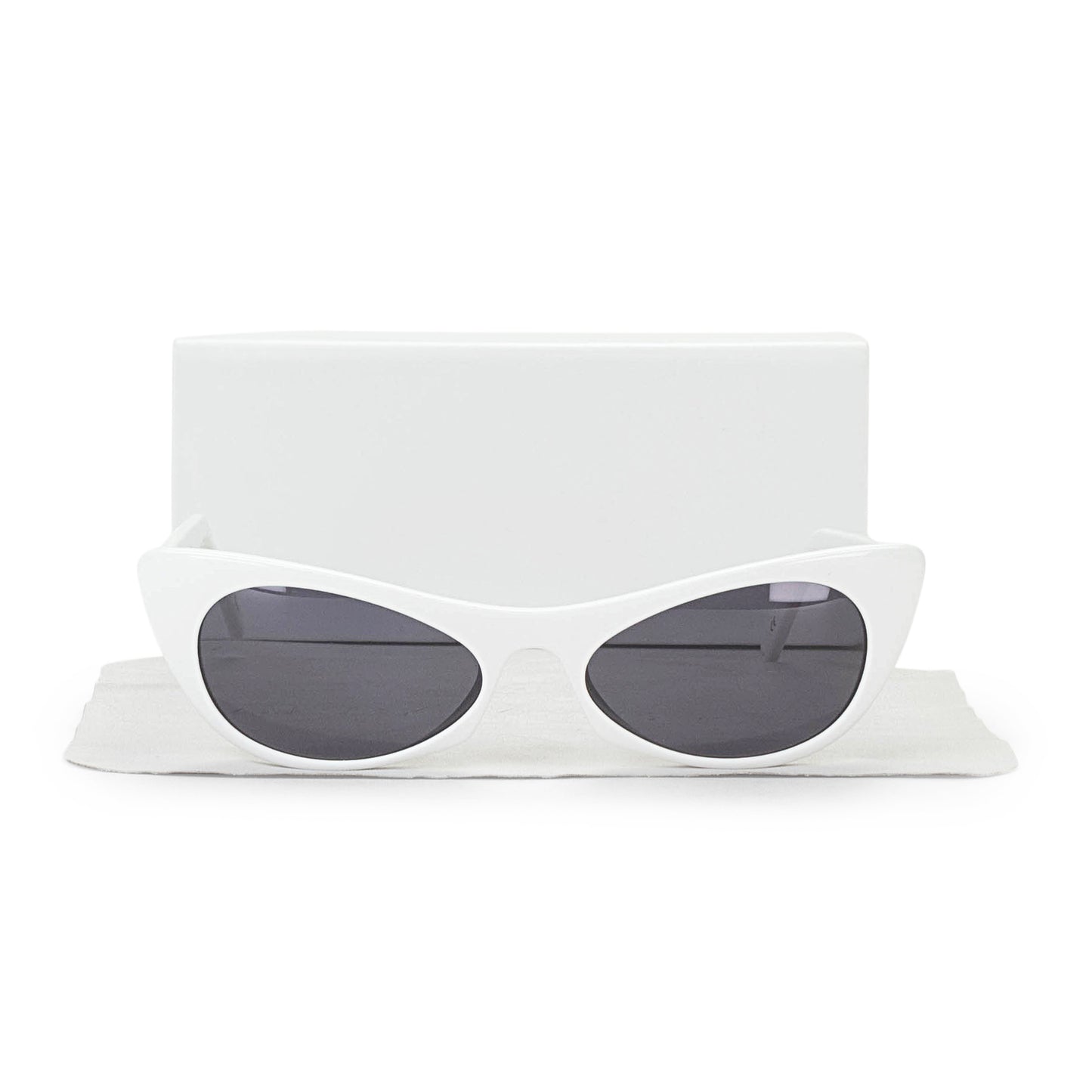 EZRA POINTED CAT EYE WHITE SUNGLASSES