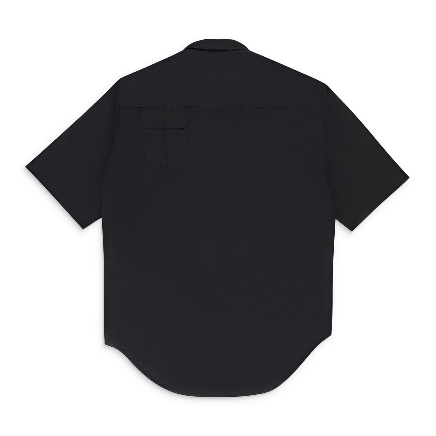 DROPPED POCKET SHORT SLEEVE BLACK BUTTON-DOWN SHIRT