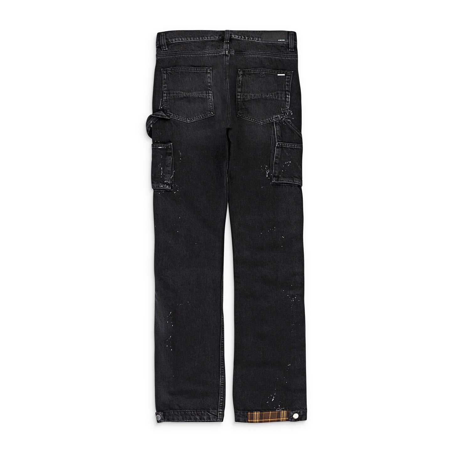 PLAID CARPENTER AGED BLACK CASUAL PANTS