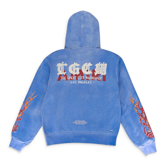 T.G.C.W. FLAMES BLUE HOODIE