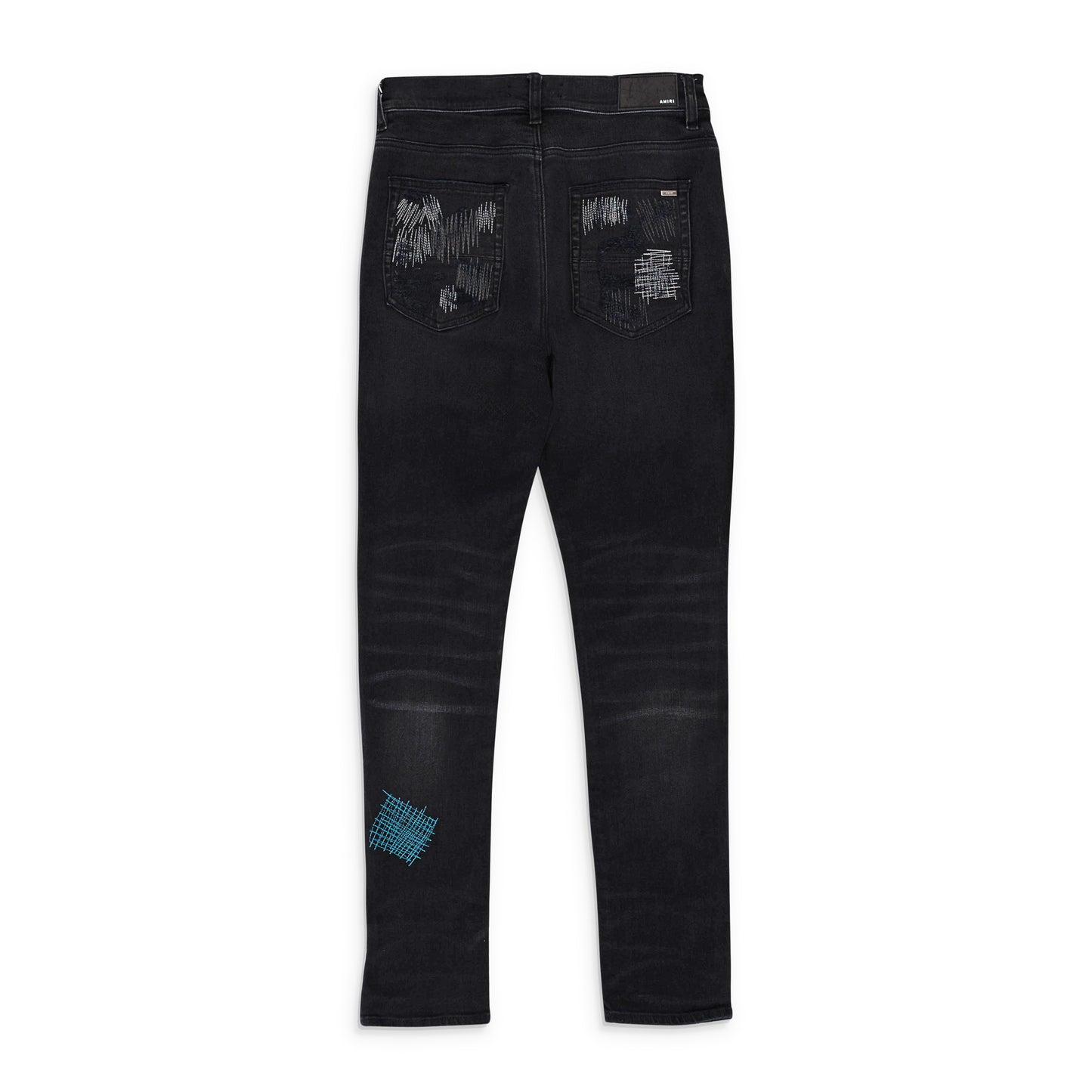 ALL OVER REPAIR AGED BLACK JEANS