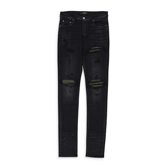 MX1 NEON PLAID AGED BLACK SKINNY JEANS