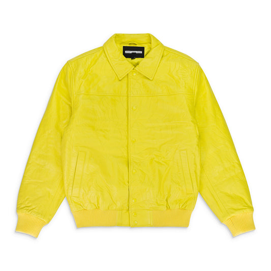 DEBOSSED YELLOW LEATHER JACKET