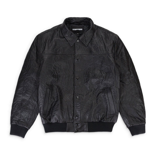 DEBOSSED BLACK LEATHER JACKET