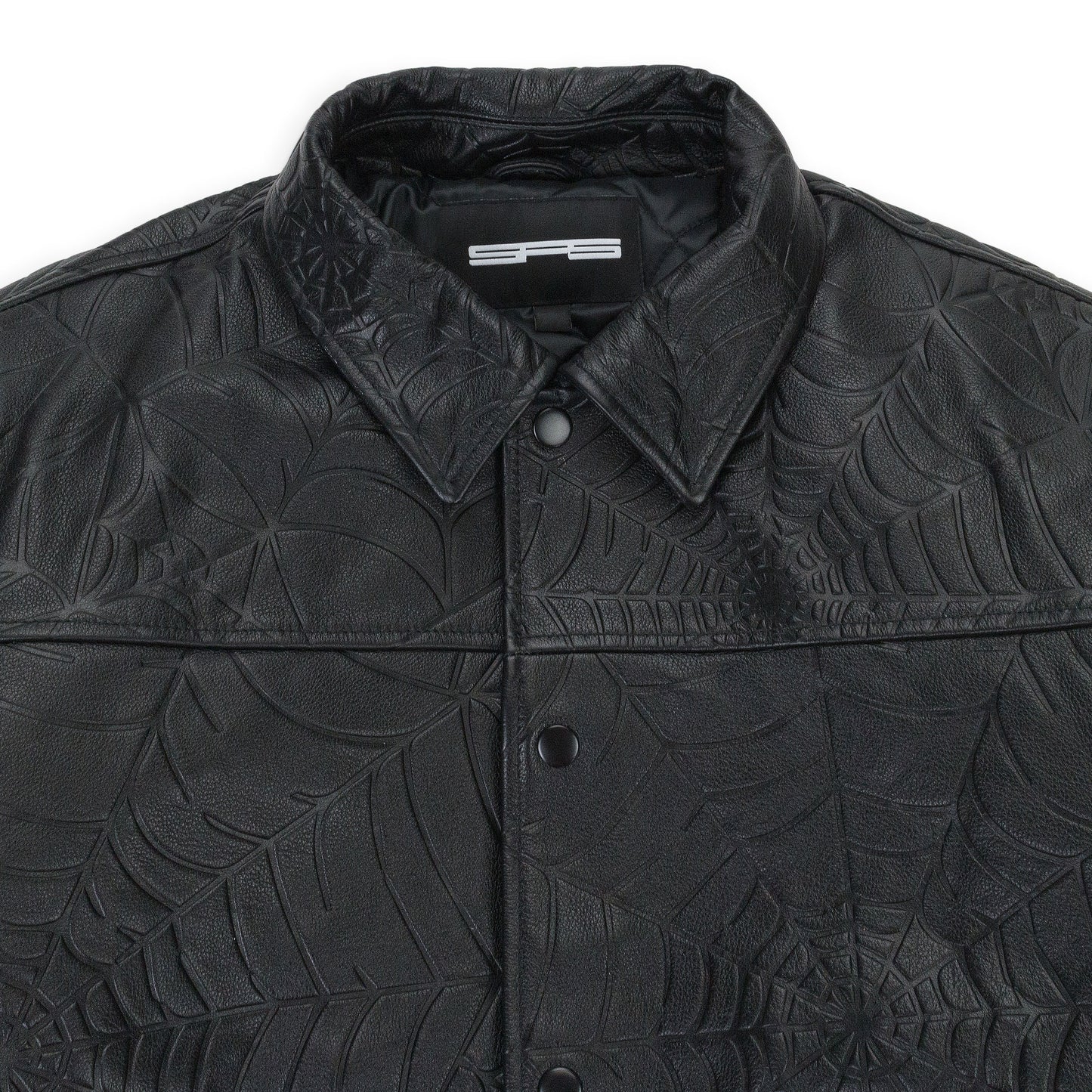 DEBOSSED BLACK LEATHER JACKET