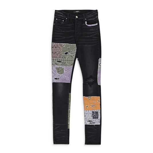 BANDANA ART PATCH AGED BLACK JEANS