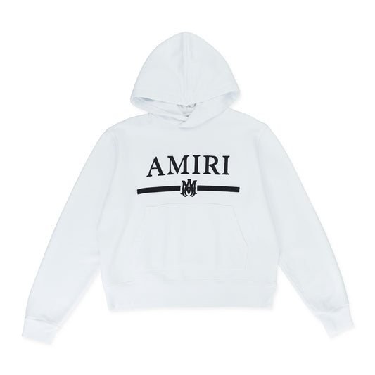 MA BAR EMBROIDERY WHITE HOODIE