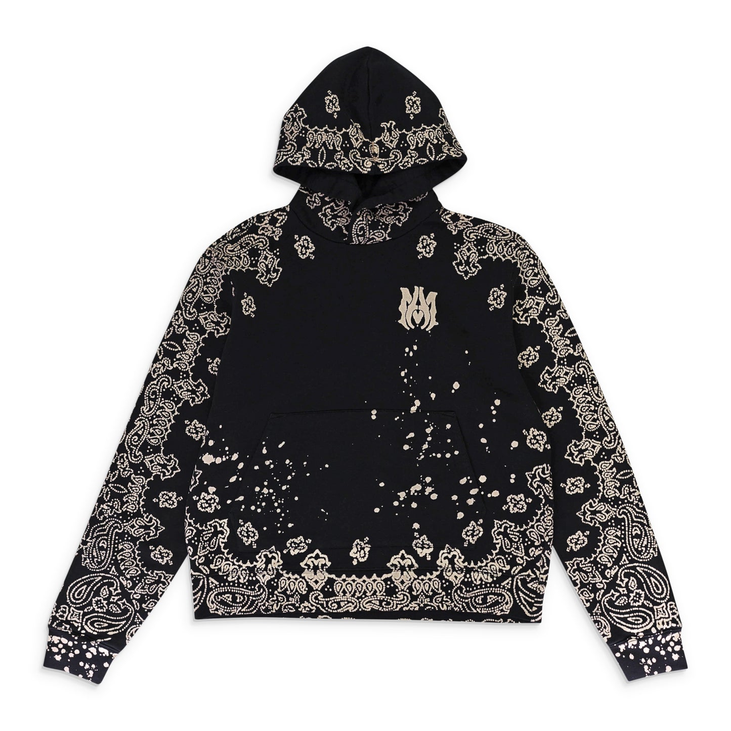 BANDANA BLEACH ALL OVER BLACK HOODIE