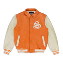 VARSITY ORANGE WHITE VARSITY JACKET