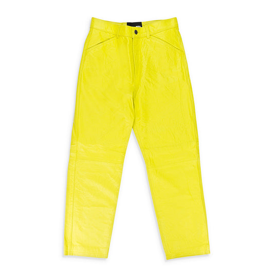 DEBOSSED LEATHER YELLOW CASUAL PANTS