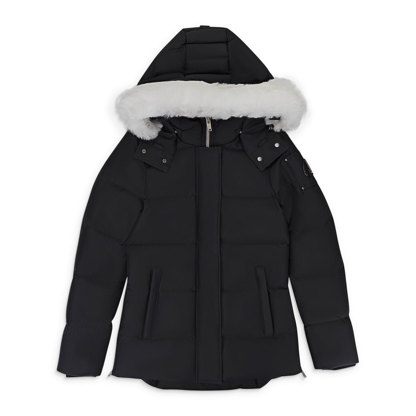 W CLOUD 3Q SH BLK W/NAT SH PUFFER JACKET