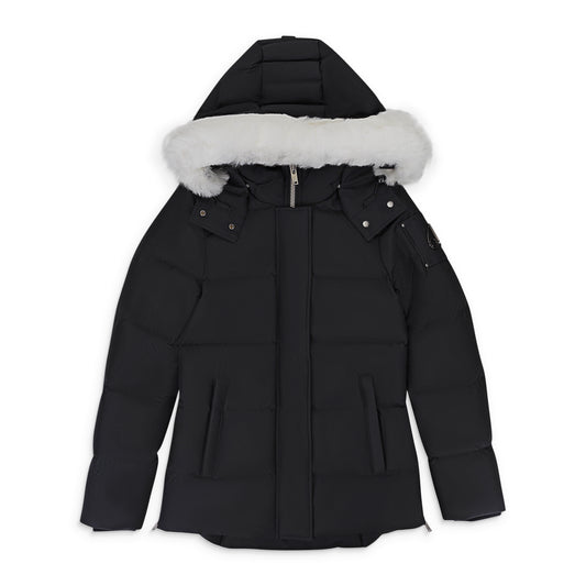 W CLOUD 3Q SH BLK W/NAT SH PUFFER JACKET