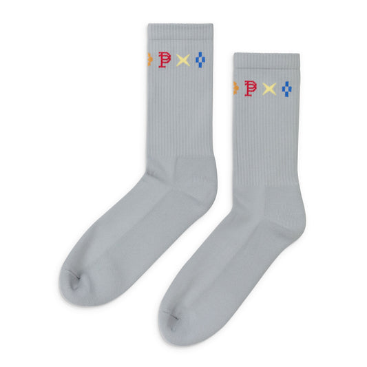 MONOGRAM CREW GREY SOCKS